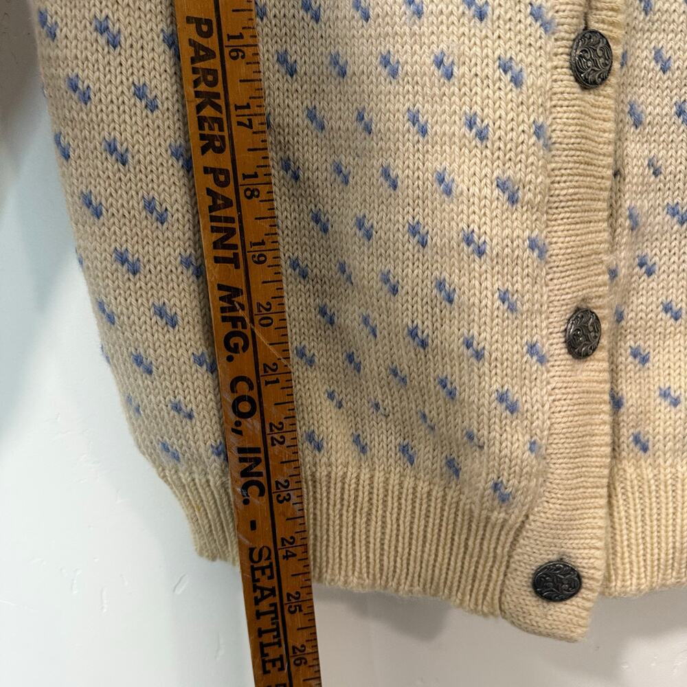 Dale of Norway Vintage Women's Sweater Cardigan Wool‎ Nordic Cream Blue Small - Picture 6 of 9